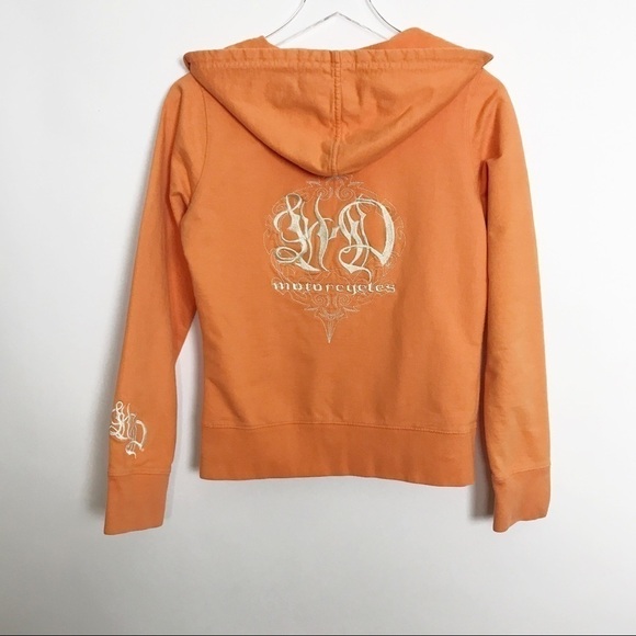 Harley-Davidson orange hoodie HD zipper embroider - Picture 5 of 8
